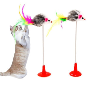 1Pc Cat Interactive Toy Stick Feather Wand With Small Bell Mouse Cage Toys Plastic Artificial Colorful Cat Teaser Toy Supplies