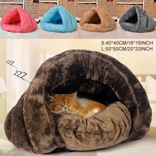 New Pet Dog Cat Cave Bed Basket House Kitten Soft Indoor Cushion