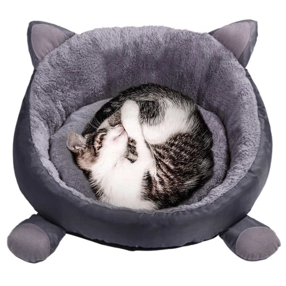 Cotton Cat Bed House for Cats Winter Warm Cat Mat Cute Cat Beds Round Cushion Beds