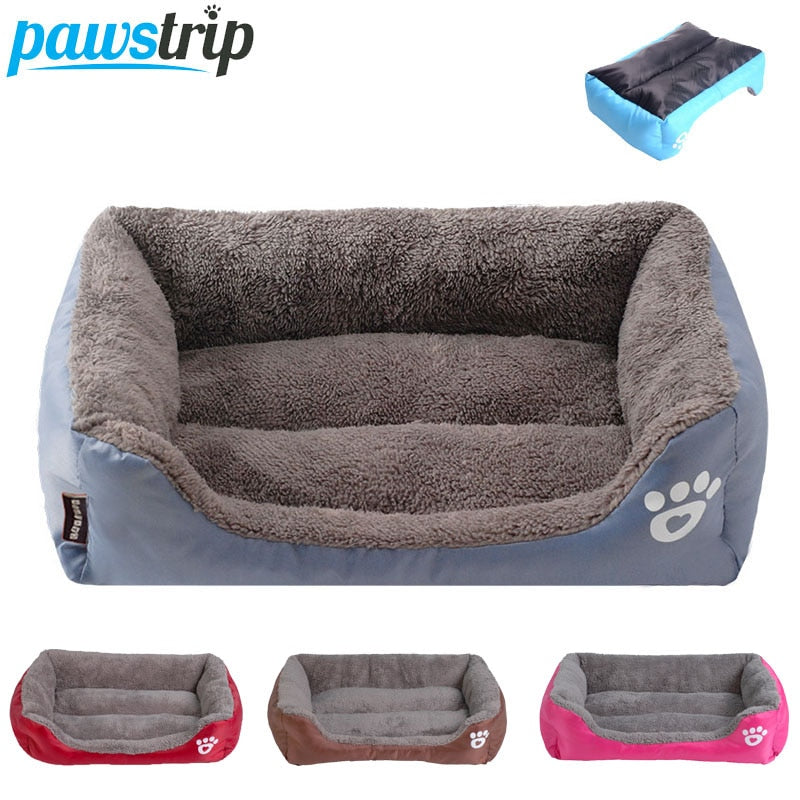 S-3XL 9 Colors Paw Pet Sofa Dog Beds Waterproof Bottom Soft Fleece Warm Bed House