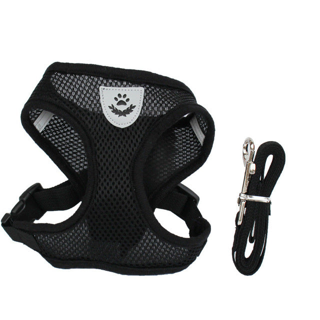 Cat Dog Adjustable Harness Vest Walking Lead Leash For Dogs & Cats