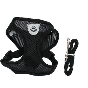 Cat Dog Adjustable Harness Vest Walking Lead Leash For Dogs & Cats