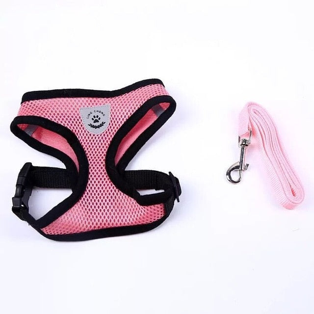 Cat Dog Adjustable Harness Vest Walking Lead Leash For Dogs & Cats