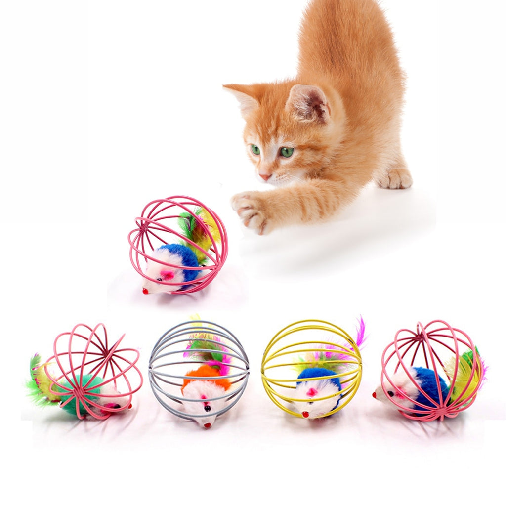 Cat Interactive Toy Stick Feather Wand With Small Bell Mouse