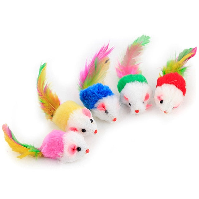 Cat Interactive Toy Stick Feather Wand With Small Bell Mouse