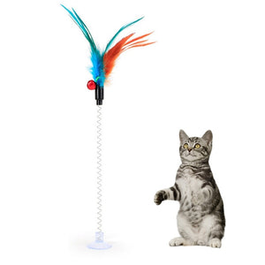 Cat Interactive Toy Stick Feather Wand With Small Bell Mouse