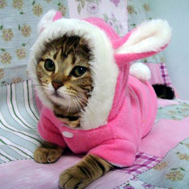 Pet Cat Clothes Costume Clothes For Cute Rabbit Cat Clothing Puppy Fleece Warm Pet