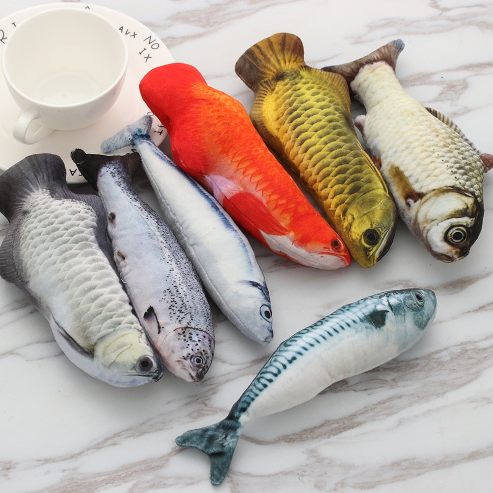 Plush creative 3D fish-shaped cat toy