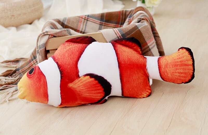 Plush creative 3D fish-shaped cat toy