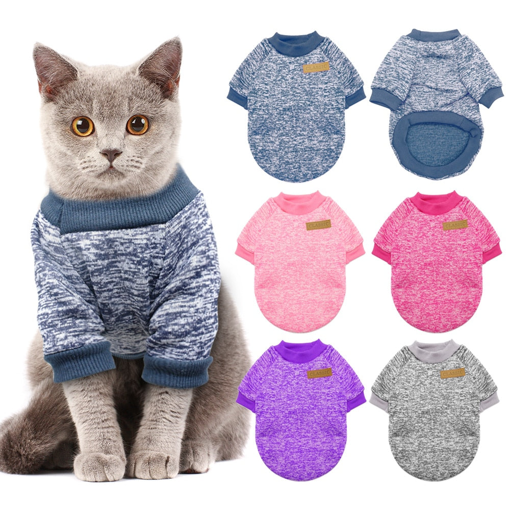 Warm Dog Cat Clothing Autumn Winter Pet Clothes Sweater For Small Dogs Cats