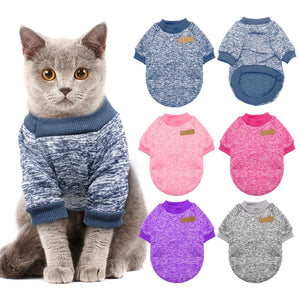 Warm Dog Cat Clothing Autumn Winter Pet Clothes Sweater For Small Dogs Cats